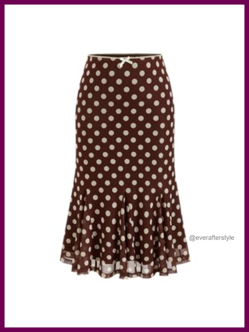 Sheer Mesh Polka Dot Midi Skirt Bowknot A-Line Ruffled Hem